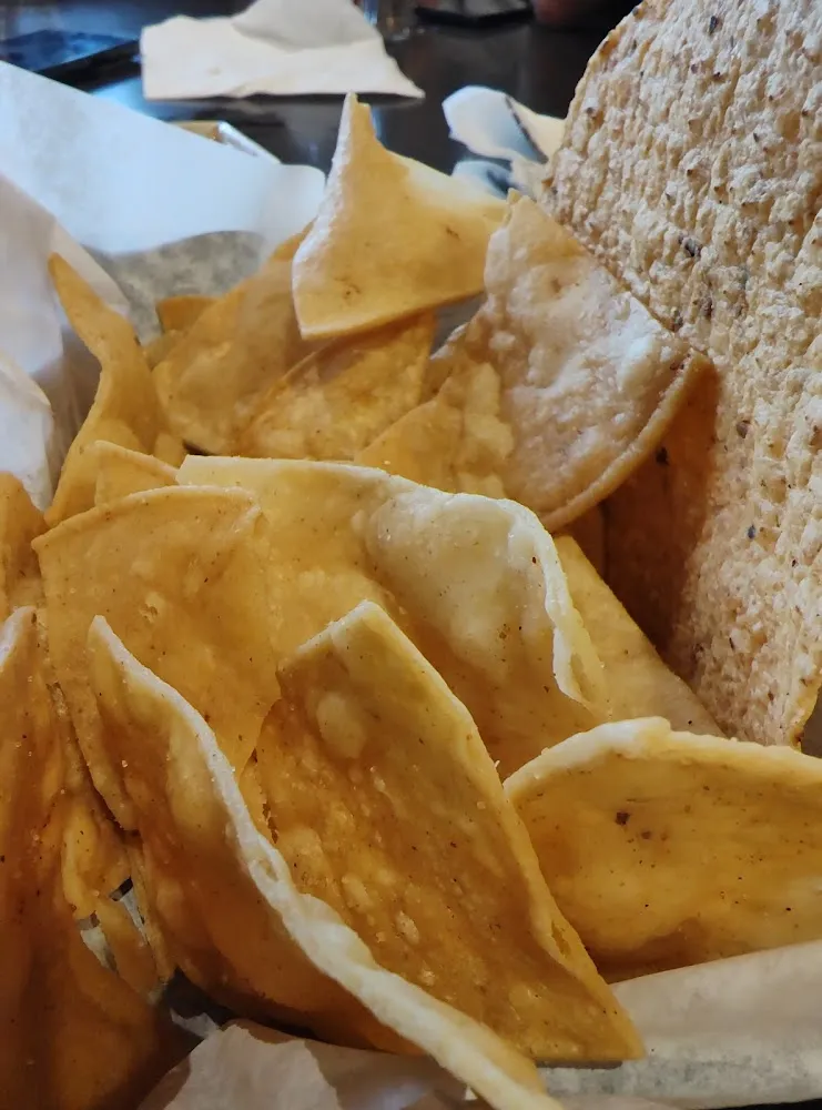 Complimentary Chips and Salsa Crispy Fish Glazed Onion and a Grilled Chili